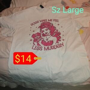 White Graphic Tee with Pink Print